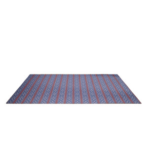 5' X 7' Blue And Magenta Geometric Stripe Area Rug - 606114150657 5' X 7' Blue And Magenta Geometric Stripe Area Rug - 606114150657