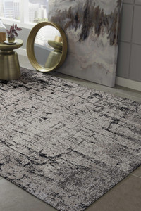 Homeroots Home Decor 5'x8' Ivory Grey Machine Woven Abstract Indoor Area Rug, Ivory Grey, Machine Woven