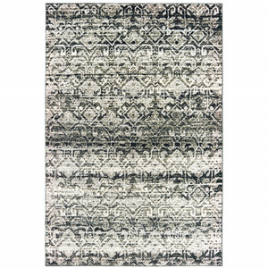 6' X 9' Grey And Ivory Geometric Power Loom Stain Resistant Area Rug - 606114594017