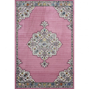 8’ x 10’ Pink Traditional Medallion Area Rug - 808230058705