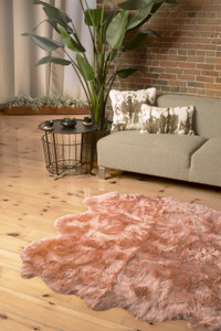 5' X 6' Pink Wool Sheepskin Handmade Area Rug - 606114149279 5' X 6' Pink Wool Sheepskin Handmade Area Rug - 606114149279