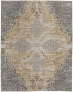 Homeroots Home Decor 5' X 8' Silver Tan and Gray Floral Power Loom Area Rug
