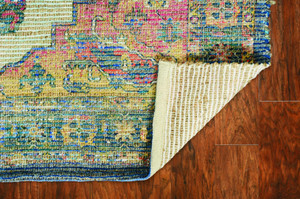 Homeroots Home Decor 8'x10' Blue Orange Hand Woven Diamond Medallion Indoor Area Rug