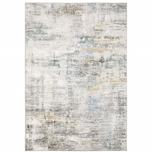 Homeroots Home Decor 8' X 10' Grey Gold Blue Beige And Green Abstract Power Loom Stain Resistant Area Rug