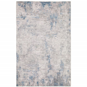 Homeroots Home Decor 5' X 7' Grey And Blue Abstract Power Loom Stain Resistant Area Rug