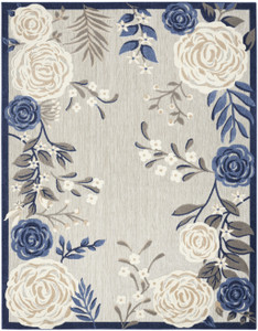 6' X 9' Blue And Grey Floral Stain Resistant Non Skid Area Rug - 606114569008