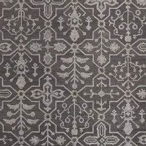 5' X 8' Blue Gray And Charcoal Wool Floral Hand Tufted Area Rug