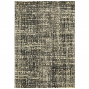 3' X 5' Charcoal Grey Beige And Tan Abstract Power Loom Stain Resistant Area Rug - 606114593577