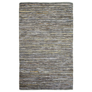 8' X 10' Dusty Grey Striped Handmade Leather Area Rug - 606114021346 8' X 10' Dusty Grey Striped Handmade Leather Area Rug - 606114021346