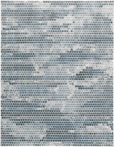 Homeroots Home Decor 8' X 10' Blue and Gray Polka Dots Distressed Stain Resistant Area Rug