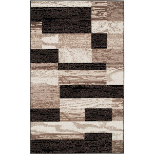 7' X 9' Chocolate Patchwork Power Loom Stain Resistant Area Rug - 606114070191