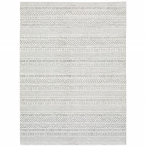 3' X 5' White And Grey Geometric Power Loom Stain Resistant Area Rug - 606114585138
