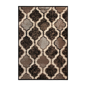 2' X 3' Chocolate Quatrefoil Power Loom Distressed Stain Resistant Area Rug - 606114075813