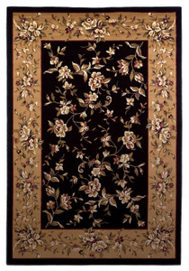 3' X 5' Tan Black And Beige Floral Vines Area Rug