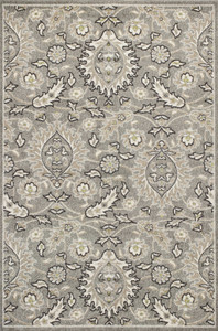 5' X 8' Gray And Ivory Floral Medallion Area Rug Polypropylene