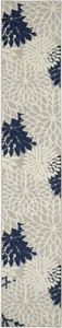 2’ x 10’ Ivory and Navy Indoor Outdoor Runner Rug - 4512822809304