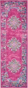 Homeroots Home Decor Fuchsia and Blue Distressed Runner Rug, 2 x 6 Inch