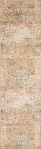 7' Champagne And Beige Damask Runner Rug
