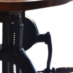19" Black And Chestnut Solid Wood And Iron Height Adjustable Round End Table