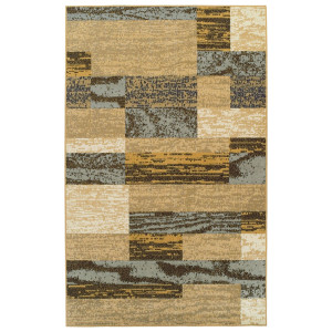 5' X 8' Blue And Beige Patchwork Area Rug