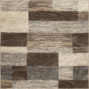 Homeroots Home Decor 8' Square Slate Patchwork Power Loom Stain Resistant Area Rug