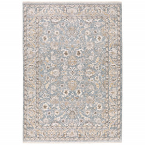 2' X 3' Blue And Ivory Area Rug