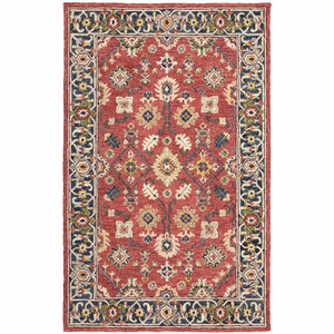 4' X 6' Red And Blue Bohemian Area Rug