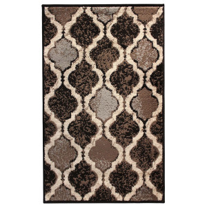 6' X 9' Chocolate Quatrefoil Power Loom Distressed Stain Resistant Area Rug - 606114076223
