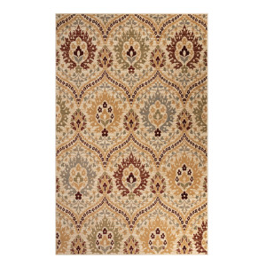 4' X 6' Beige Red And Gray Floral Area Rug