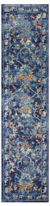 2’ x 9’ Blue and Gold Jacobean Runner Rug - 808230058521 2’ x 9’ Blue and Gold Jacobean Runner Rug - 808230058521