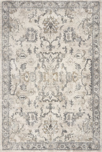 3' X 5' Ivory And Gray Floral Medallion Distressed Area Rug