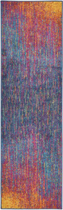 10' Blue And Orange Abstract Runner Rug