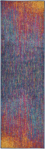 8' Blue And Orange Abstract Runner Rug