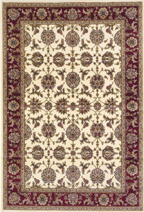 3' X 5' Red Ivory And Brown Floral Medallion Area Rug