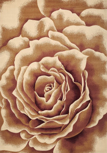 2' X 3' Ivory Brown And Red Floral Area Rug