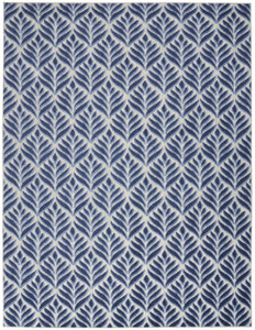 5' X 8' Blue Floral Stain Resistant Non Skid Area Rug