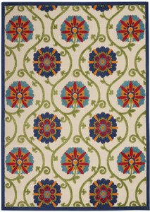 4’ x 6’ Blue Floral Vines Indoor Outdoor Area Rug - 4512822812243