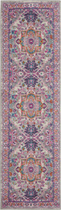 Homeroots Home Decor Light Gray and Pink Medallion Runner Rug, 2 x 8 Inch