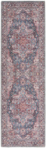 2' X 6' Red Oriental Power Loom Distressed Washable Runner Rug