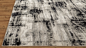 2' X 3' Black Gray And White Abstract Area Rug