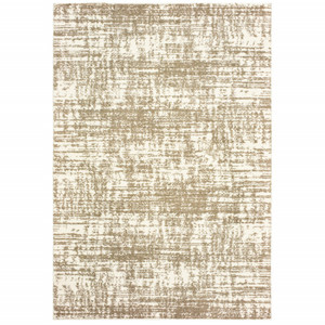 4’x6’ Ivory and Gray Abstract Strokes Area Rug - 4512822867007