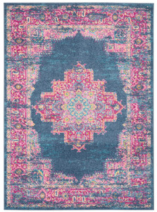 5’ x 7’ Blue and Pink Medallion Area Rug - 4512822817118