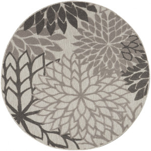 5' Gray Round Indoor Outdoor Area Rug