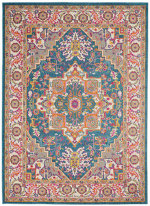 5’ x 7’ Teal and Pink Medallion Area Rug - 4512822822228