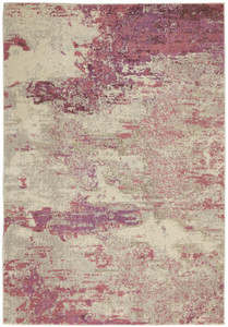 4' X 6' Ivory And Pink Abstract Power Loom Non Skid Area Rug
