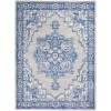6' X 9' Blue And Gray Floral Area Rug