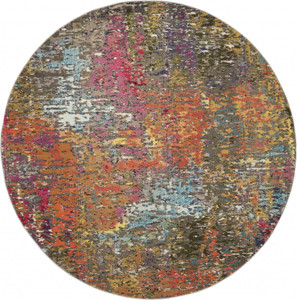 4' Sunset Abstract Round Rug