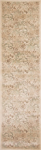 7' Ivory And Brown Floral Medallion Runner Rug