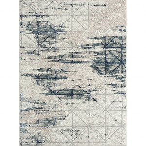 5' X 7' Blue Abstract Stain Resistant Area Rug