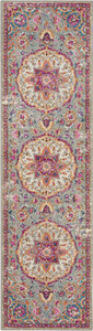 2’ x 8’ Gray and Pink Medallion Runner Rug - 4512822822396 2’ x 8’ Gray and Pink Medallion Runner Rug - 4512822822396